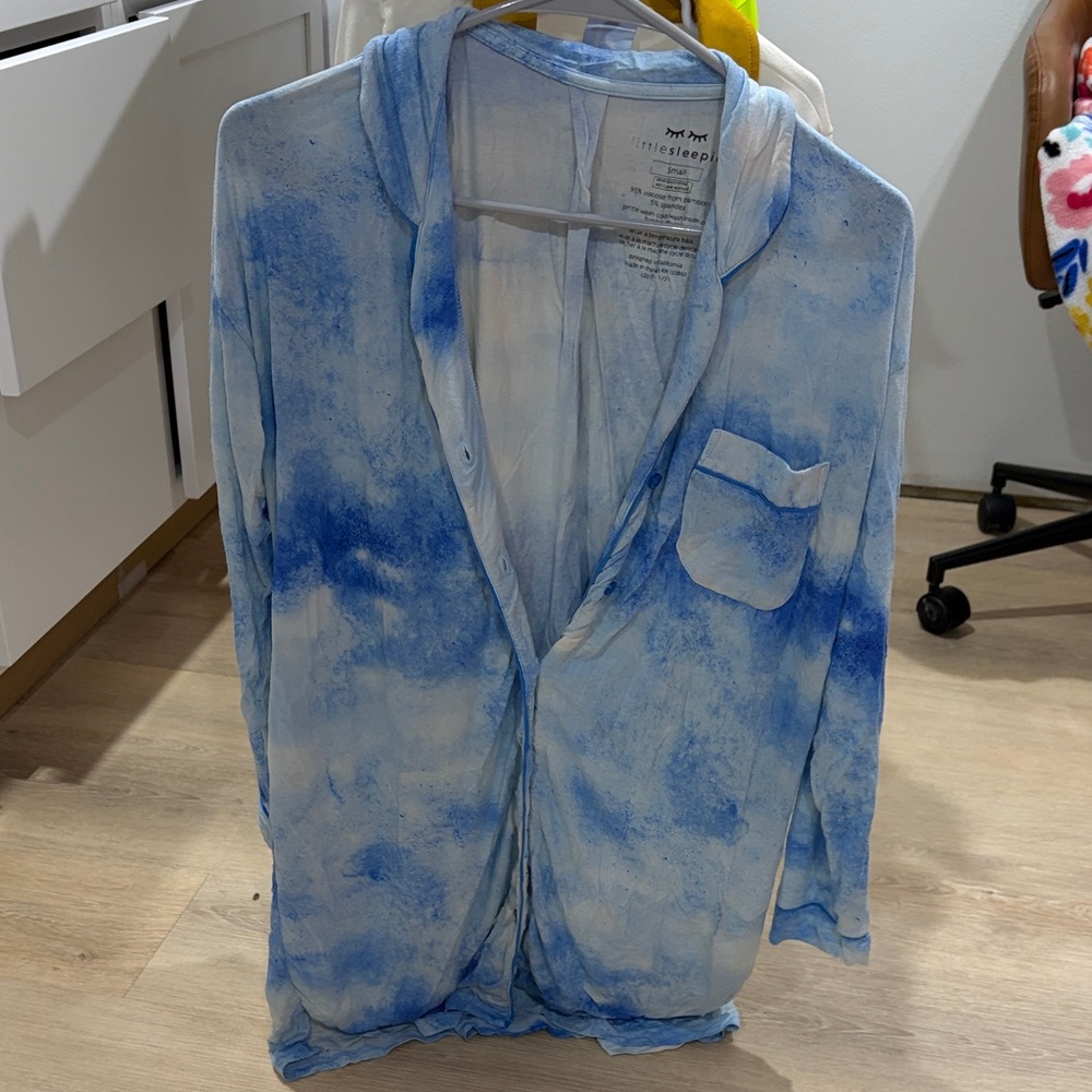 Little Sleepies Blue and White Cardigan